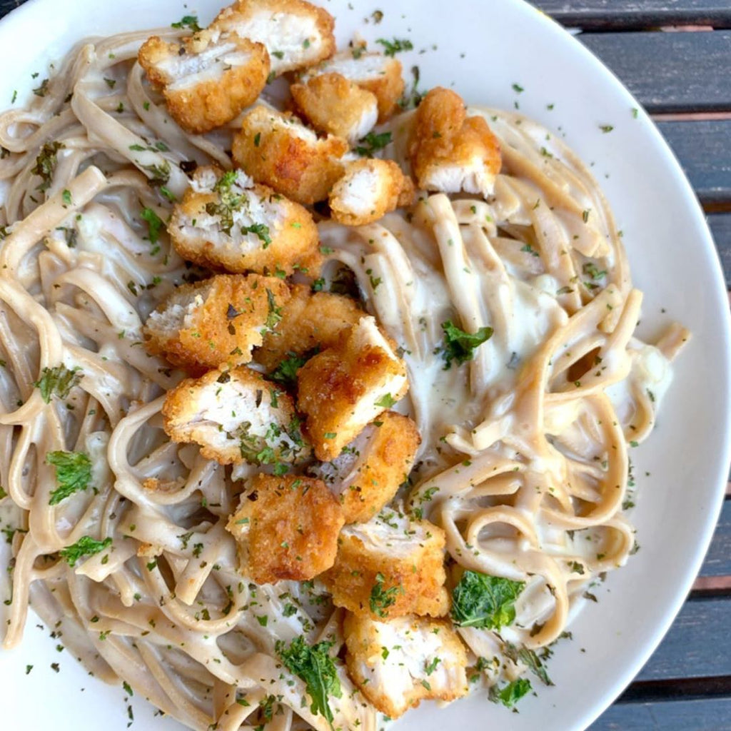 Lightened Up GlutenFree Alfredo Sauce with Cauliflower Linguini