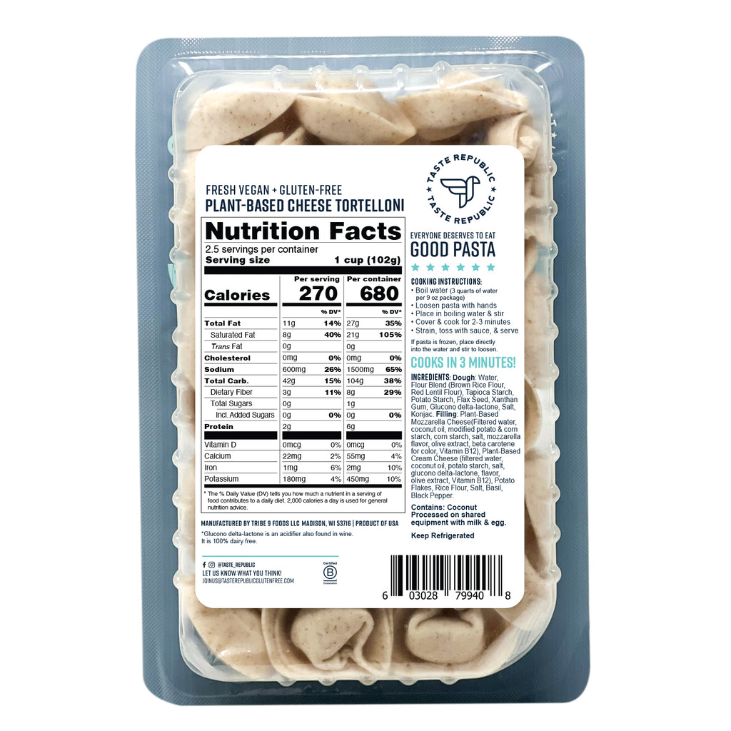 Fresh Vegan + Gluten-Free Plant-Based Cheese Tortelloni (6-Pack ...