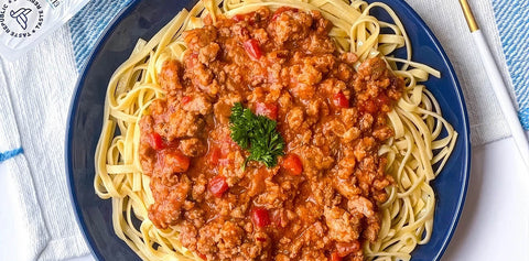Linguini with plant-based meat sauce