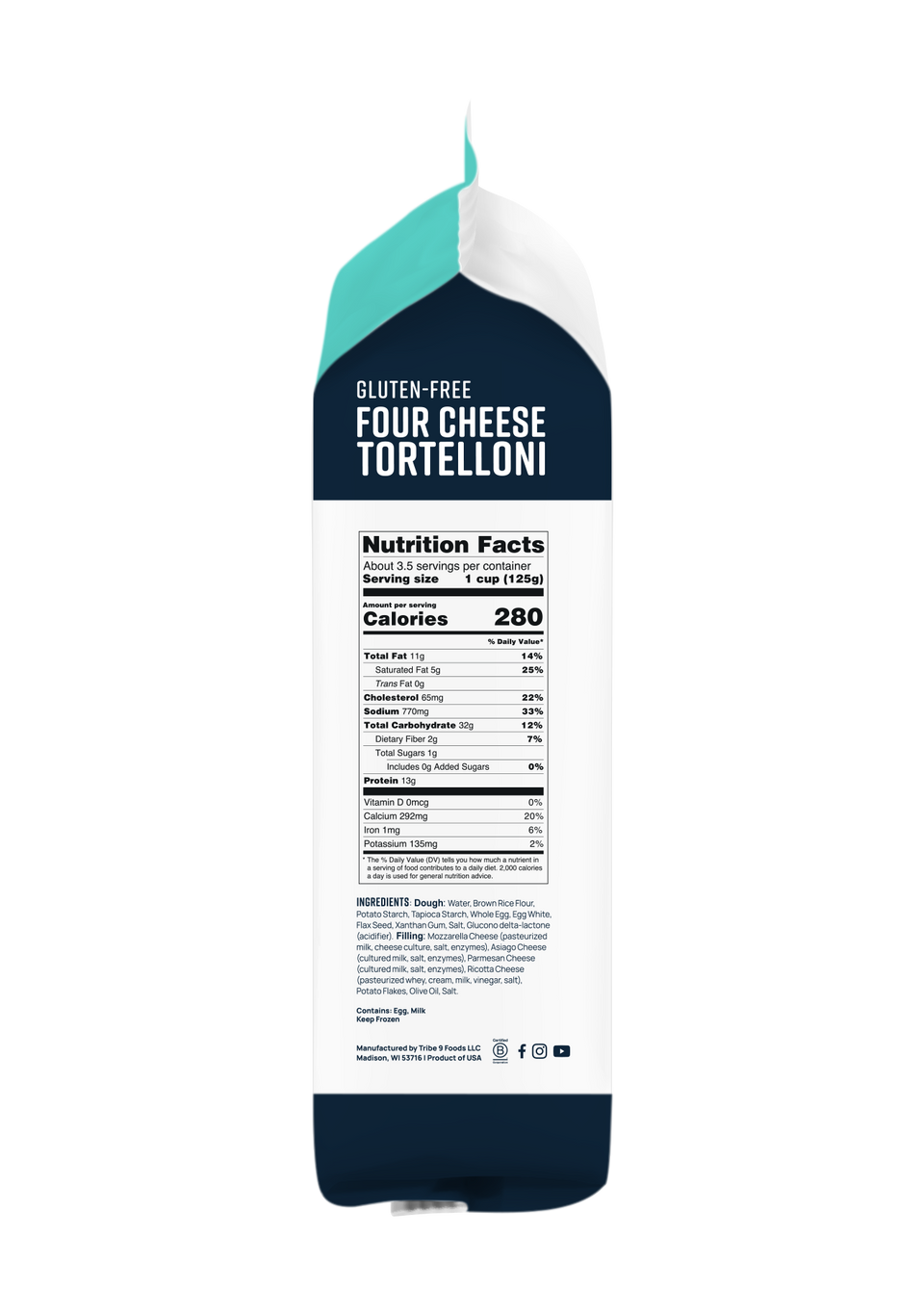 Family-Size Frozen Gluten-Free Four Cheese Tortelloni, 16oz